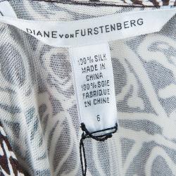 Pre Owned Diane von Furstenberg Anoush Brown Printed Wrap Dress M