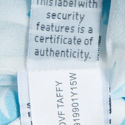 Pre Owned Diane Von Furstenberg White Blue Printed Taffy Dress S