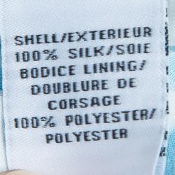 Pre Owned Diane Von Furstenberg White Blue Printed Taffy Dress S