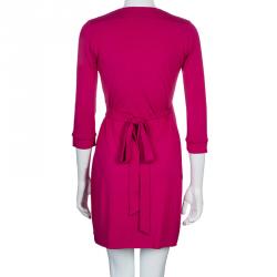 Pre Owned Diane von Furstenberg New Julian Two Mini Pink Dahlia Wrap Dress S