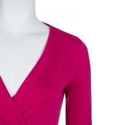 Pre Owned Diane von Furstenberg New Julian Two Mini Pink Dahlia Wrap Dress S