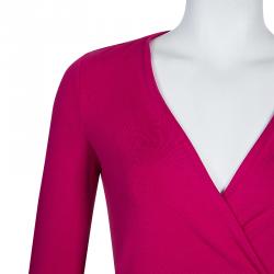 Pre Owned Diane von Furstenberg New Julian Two Mini Pink Dahlia Wrap Dress S