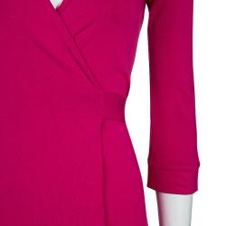 Pre Owned Diane von Furstenberg New Julian Two Mini Pink Dahlia Wrap Dress S