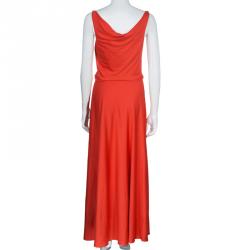 Pre Owned Diane von Furstenberg Orange Tadd Silk Maxi Dress XS