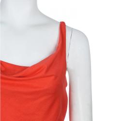 Pre Owned Diane von Furstenberg Orange Tadd Silk Maxi Dress XS