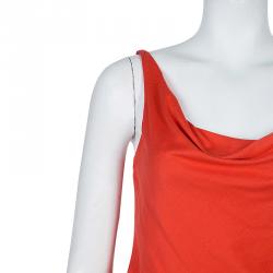 Pre Owned Diane von Furstenberg Orange Tadd Silk Maxi Dress XS