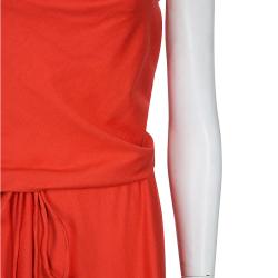 Pre Owned Diane von Furstenberg Orange Tadd Silk Maxi Dress XS