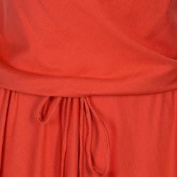 Pre Owned Diane von Furstenberg Orange Tadd Silk Maxi Dress XS