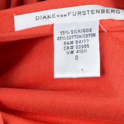 Pre Owned Diane von Furstenberg Orange Tadd Silk Maxi Dress XS