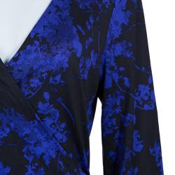 Pre Owned Diane Von Furstenberg Blue Multicolor Riviera Printed Wrap Dress XL