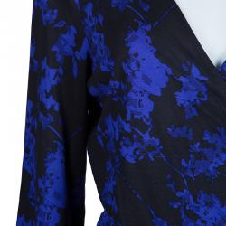 Pre Owned Diane Von Furstenberg Blue Multicolor Riviera Printed Wrap Dress XL