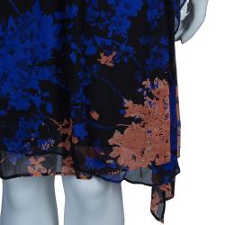 Pre Owned Diane Von Furstenberg Blue Multicolor Riviera Printed Wrap Dress XL