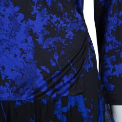 Pre Owned Diane Von Furstenberg Blue Multicolor Riviera Printed Wrap Dress XL