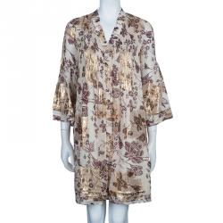Pre Owned Diane Von Furstenberg Cream Printed Layla Dress M