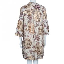 Pre Owned Diane Von Furstenberg Cream Printed Layla Dress M