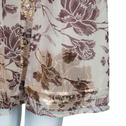 Pre Owned Diane Von Furstenberg Cream Printed Layla Dress M