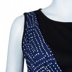 Pre Owned Diane Von Furstenberg Black and Blue Polka Dot Dalia Wrap Dress M