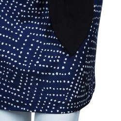 Pre Owned Diane Von Furstenberg Black and Blue Polka Dot Dalia Wrap Dress M