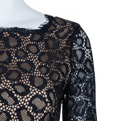 Pre Owned Diane Von Furstenberg Black Lace Zarita Embellished Dress S