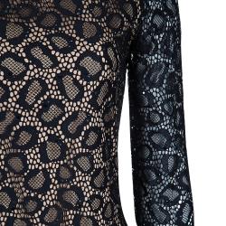 Pre Owned Diane Von Furstenberg Black Lace Zarita Embellished Dress S