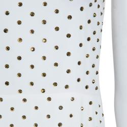 Pre Owned Diane Von Furstenberg White Studded Abriela Embellished Dress M