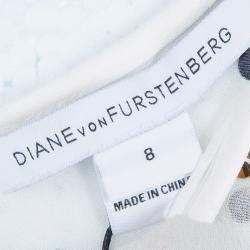 Pre Owned Diane Von Furstenberg White Studded Abriela Embellished Dress M