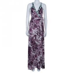 Pre Owned Diane von Furstenberg Samson Printed Maxi Wrap Dress M