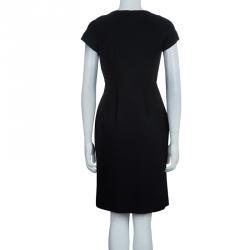 Pre Owned Diane Von Furstenberg Black Button Front Short Sleeve Knit Charo Dress M