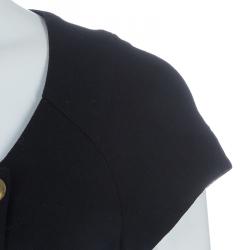 Pre Owned Diane Von Furstenberg Black Button Front Short Sleeve Knit Charo Dress M