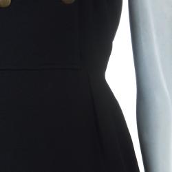 Pre Owned Diane Von Furstenberg Black Button Front Short Sleeve Knit Charo Dress M