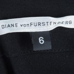 Pre Owned Diane Von Furstenberg Black Button Front Short Sleeve Knit Charo Dress M