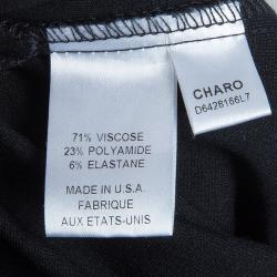 Pre Owned Diane Von Furstenberg Black Button Front Short Sleeve Knit Charo Dress M