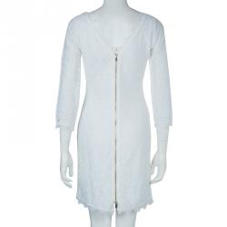 Pre Owned Diane Von Furstenberg White Lace Zarita Long Dress S