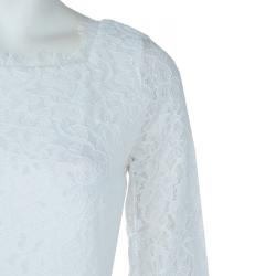 Pre Owned Diane Von Furstenberg White Lace Zarita Long Dress S