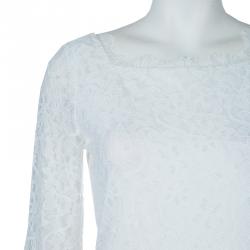 Pre Owned Diane Von Furstenberg White Lace Zarita Long Dress S