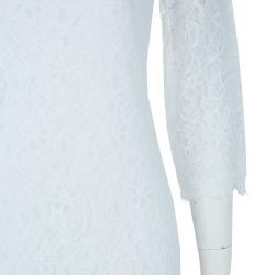 Pre Owned Diane Von Furstenberg White Lace Zarita Long Dress S
