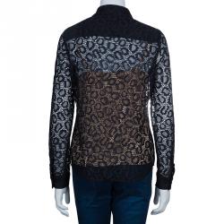 Pre Owned Diane Von Furstenberg Black Lace Colette Embellished Top S