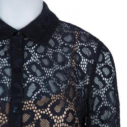 Pre Owned Diane Von Furstenberg Black Lace Colette Embellished Top S