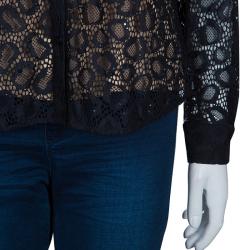 Pre Owned Diane Von Furstenberg Black Lace Colette Embellished Top S