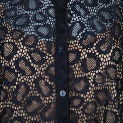 Pre Owned Diane Von Furstenberg Black Lace Colette Embellished Top S