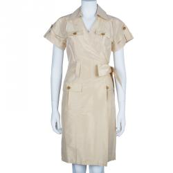 Pre Owned Diane Von Furstenberg Beige Safaya Utility Dress M