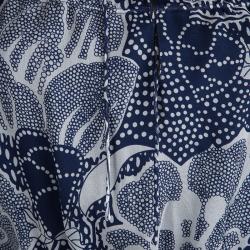 Pre Owned Diane Von Furstenberg Navy Blue Printed Parry Chiffon Long Sleeve Dress M