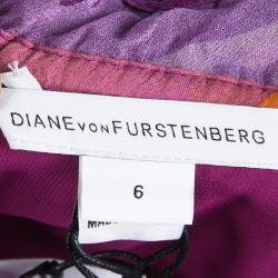 Pre Owned Diane Von Furstenberg Purple Printed Silk Camila Maxi Dress M