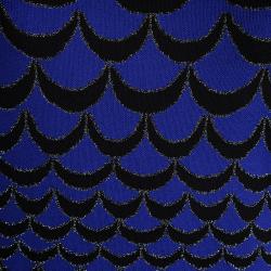 Pre Owned Diane Von Furstenberg Blue Knit Fish Scale Pattern Fit And Flare Alina Dress L