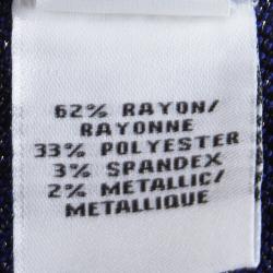 Pre Owned Diane Von Furstenberg Blue Knit Fish Scale Pattern Fit And Flare Alina Dress L