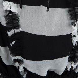 Pre Owned Diane Von Furstenberg Monochrome Zebra Printed Silk Simonia Gown S