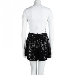 Pre Owned Diane Von Furstenberg Black Silk Sequined Aleah Shorts S