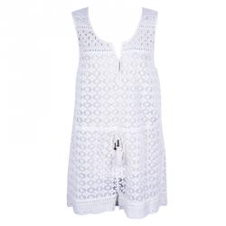 Diane Von Furstenberg White Cotton Lace Romper M
