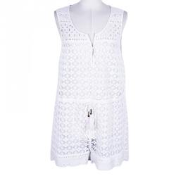 Diane Von Furstenberg White Cotton Lace Romper M