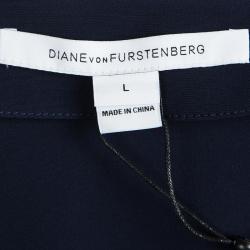Pre Owned Diane Von Furstenberg Midnight Blue Kora Tunic Dress L